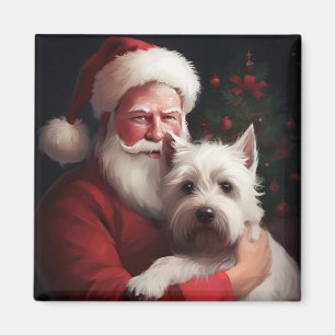 West Highland White Terrier Santa Claus Christmas Magnet