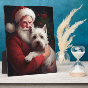 West Highland White Terrier Santa Claus Christmas Plaque