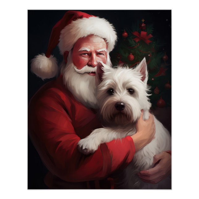 West Highland White Terrier Santa Claus Christmas Poster (Front)