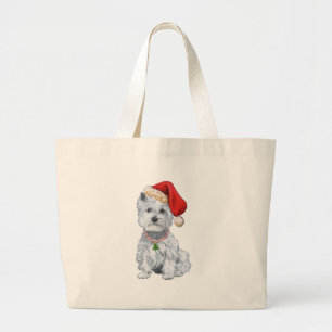 West Highland White Terrier Santa Claus Large Tote Bag
