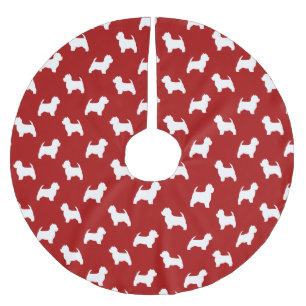 West Highland White Terrier Silhouettes Pattern Brushed Polyester Tree Skirt