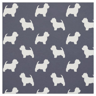 West Highland White Terrier Silhouettes Pattern Fabric