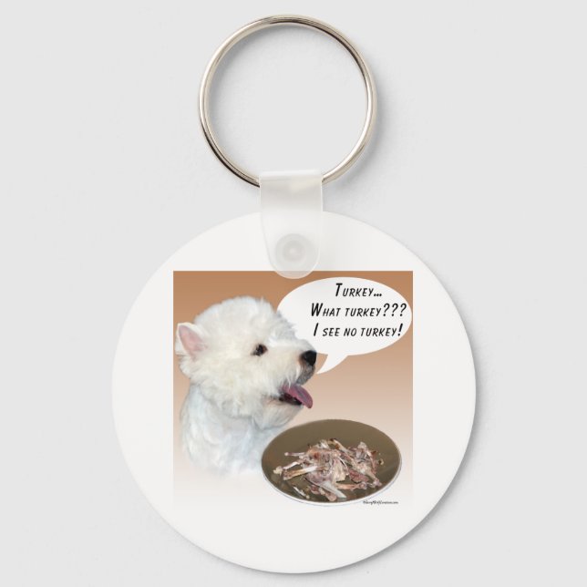 West Highland White Terrier Turkey Keychain (Front)