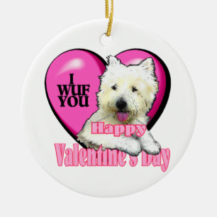 West Highland White Terrier Valentines Day Ceramic Ornament
