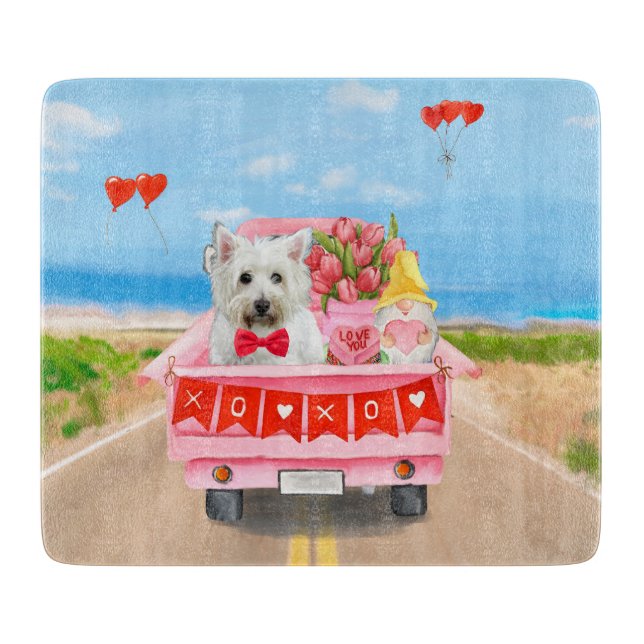 West Highland White Terrier Valentine's Day Truck Cutting Board (Front)