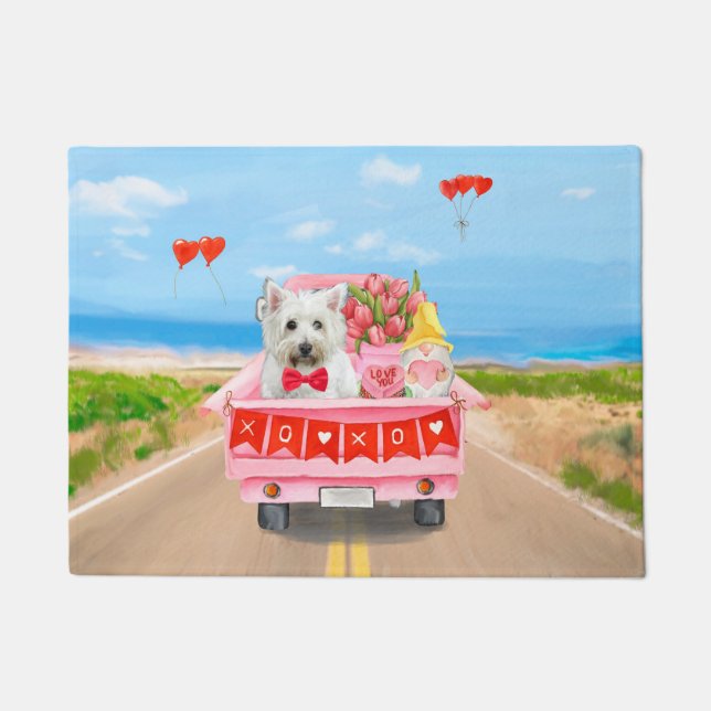 West Highland White Terrier Valentine's Day Truck Doormat (Front)
