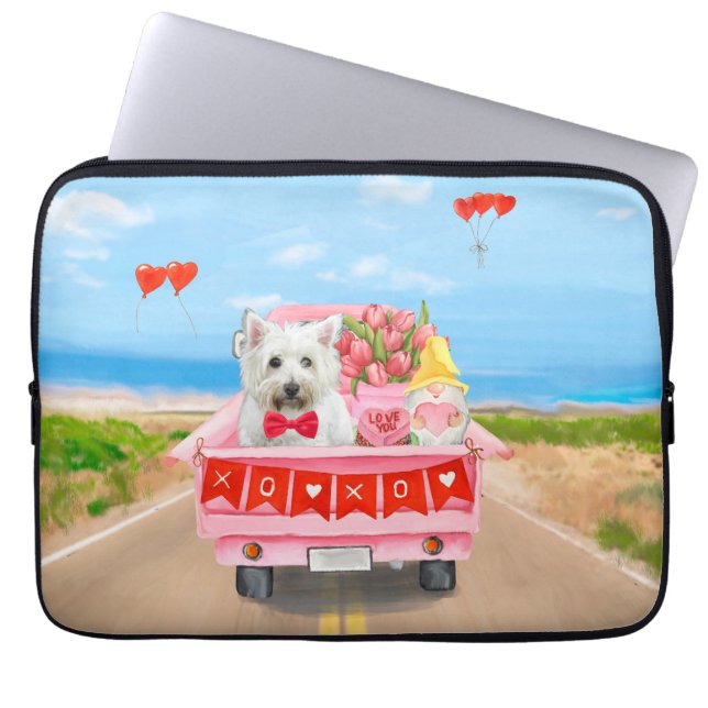 West Highland White Terrier Valentine's Day Truck Laptop Sleeve (Front)