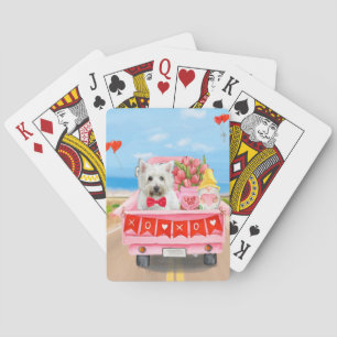 West Highland White Terrier Valentine's Day Truck Playing Cards
