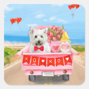 West Highland White Terrier Valentine's Day Truck Square Sticker