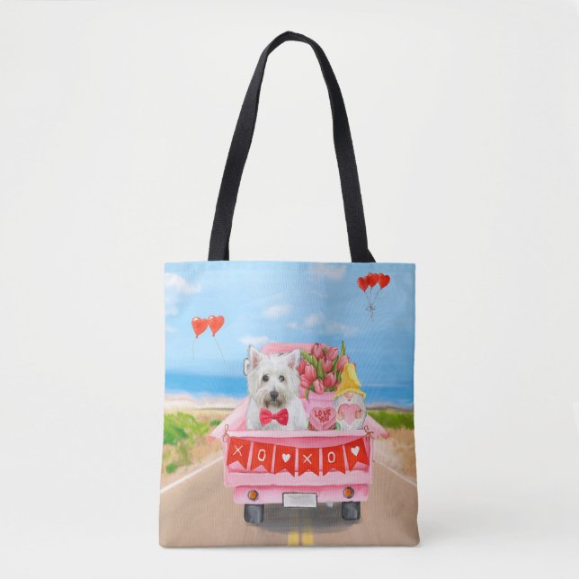 West Highland White Terrier Valentine's Day Truck Tote Bag (Front)