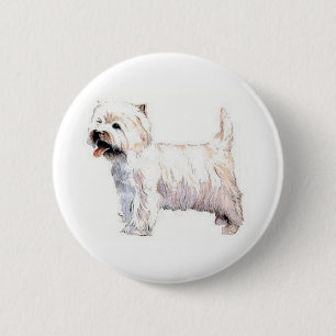 West Highland White Terrier Westie 6 Cm Round Badge