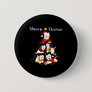 West Highland White Terrier Westie Christmas Tree 6 Cm Round Badge