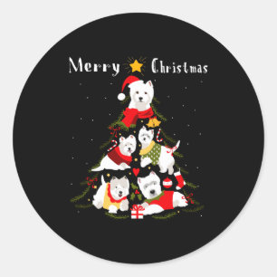 West Highland White Terrier Westie Christmas Tree Classic Round Sticker