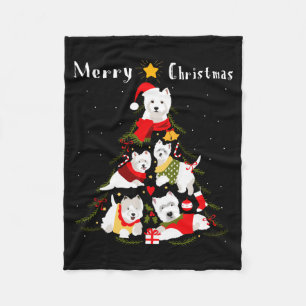 West Highland White Terrier Westie Christmas Tree  Fleece Blanket