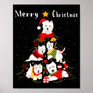 West Highland White Terrier Westie Christmas Tree Poster