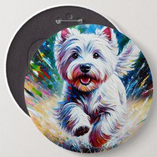 West Highland White Terrier "Westie" Dog Portrait 6 Cm Round Badge