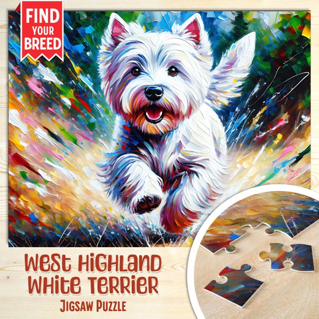 West Highland White Terrier "Westie" Dog Portrait Jigsaw Puzzle (Creator Uploaded)
