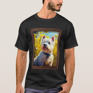 West Highland White Terrier Westie Painting Sunflo T-Shirt