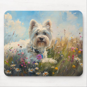 West Highland White Terrier Wildflowers Mouse Pad