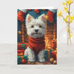 West Highland White Terrier With Christmas Gifts  Card