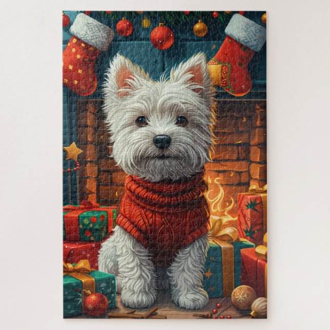 West Highland White Terrier With Christmas Gifts  Jigsaw Puzzle (Vertical)
