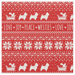 West Highland White Terriers Christmas Westie Dogs Fabric
