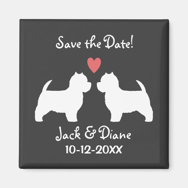 West Highland White Terriers Wedding Save the Date Magnet (Front)