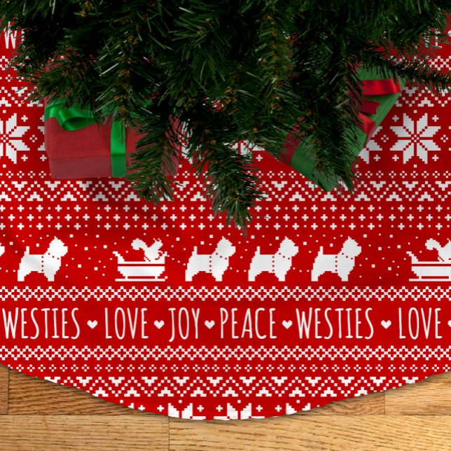 West Highland White Terriers Westie Dogs Holiday B Brushed Polyester Tree Skirt (Creator Uploaded)