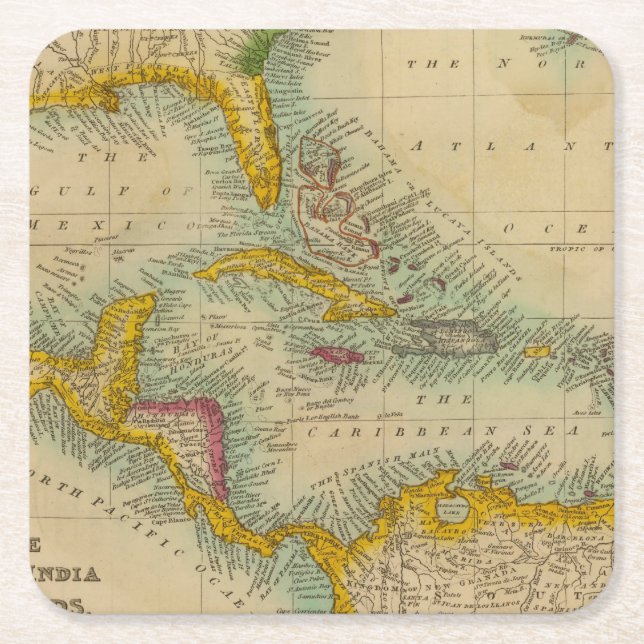 West India Islands Square Paper Coaster (Front)