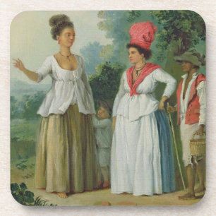 West Indian Women of Colour, with a Child and Blac Coaster