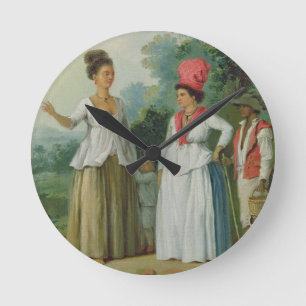 West Indian Women of Colour, with a Child and Blac Round Clock