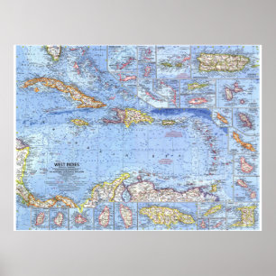 " West Indies: 1962 Detailed Map ... Poster