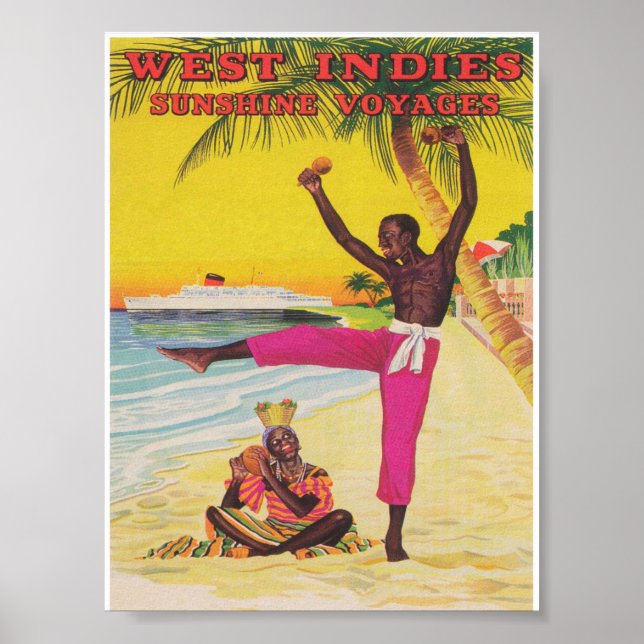 West Indies Retro Vintage Travel Poster (Front)