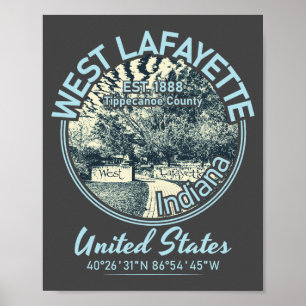 WEST LAFAYETTE CITY - INDIANA VINTAGE POSTER