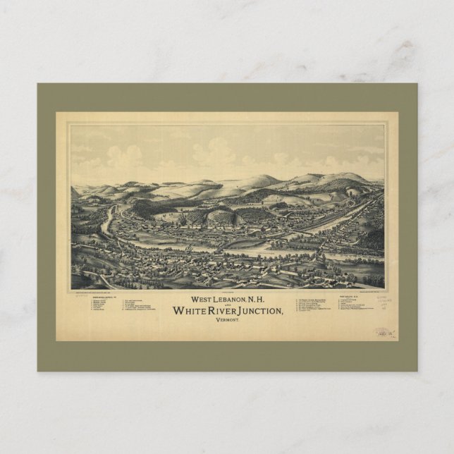 West Lebanon, NH & White River Junction, VT (1889) Postcard (Front)