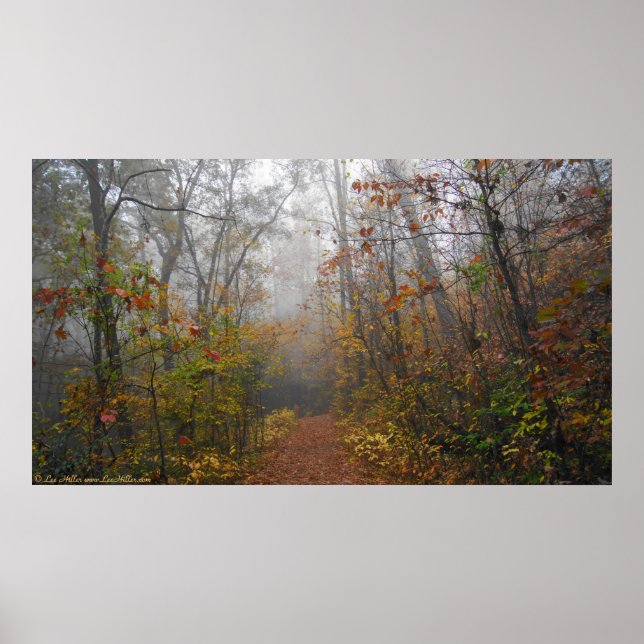 West Mountain Autumn Forest Trail Fog Poster (Front)