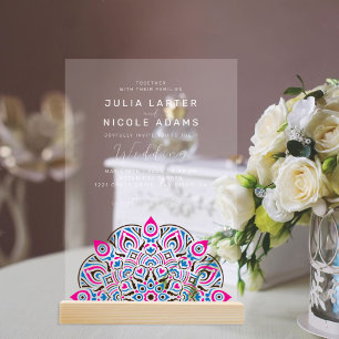 West Pacific Variant Oval Classic Mandala Wedding Acrylic Invitations