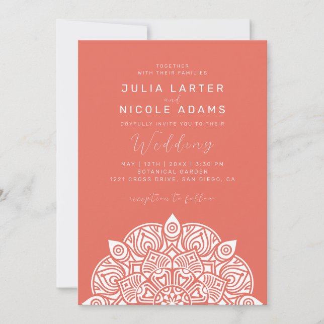 West Pacific Variant Oval Classic Mandala Wedding Invitation (Front)