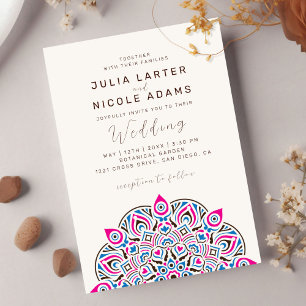 West Pacific Variant Oval Classic Mandala Wedding Invitation