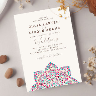 West Pacific Variant Oval Classic Mandala Wedding Invitation
