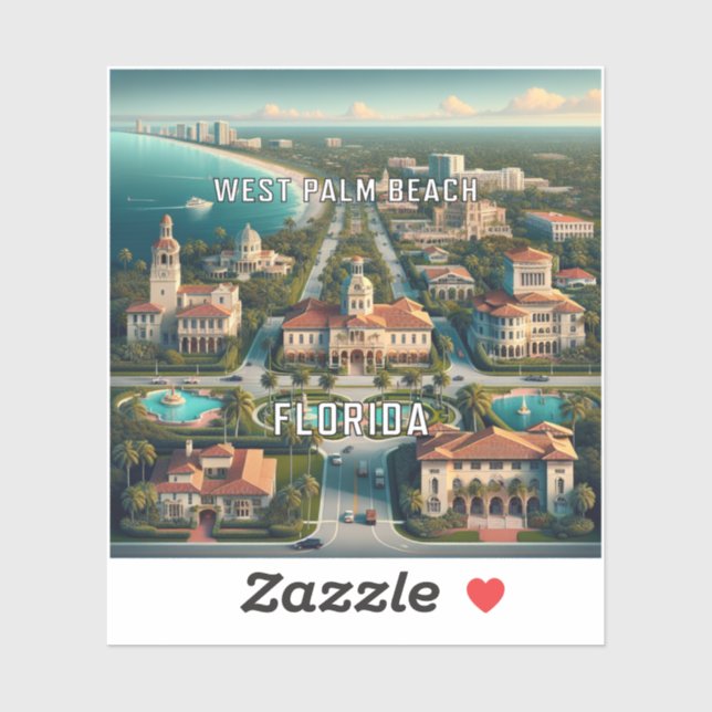 West Palm Beach Florida 3 Inch Vinyl Sticker (Sheet)