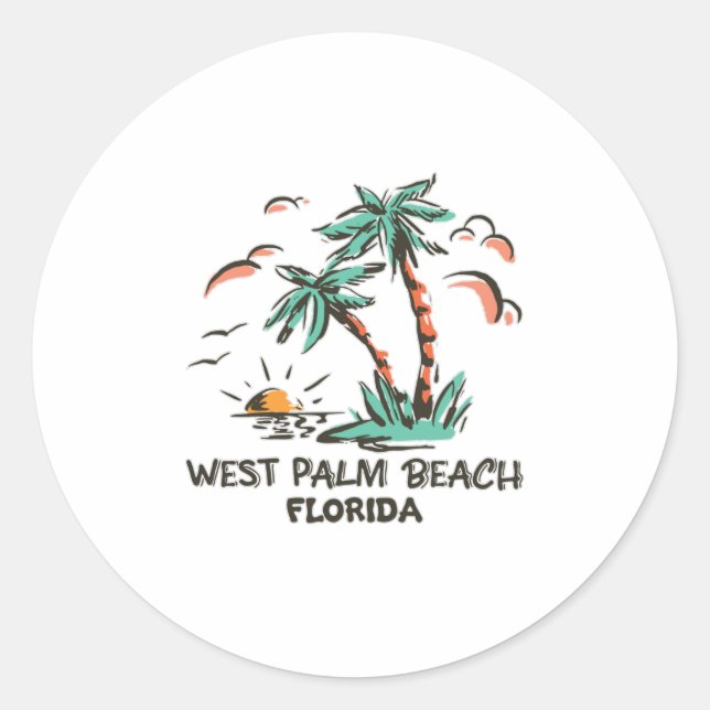 West Palm Beach-Florida-Colourful Sunset Classic Round Sticker (Front)