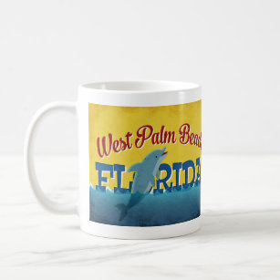 West Palm Beach Florida Dolphin Retro Vintage Trav Coffee Mug