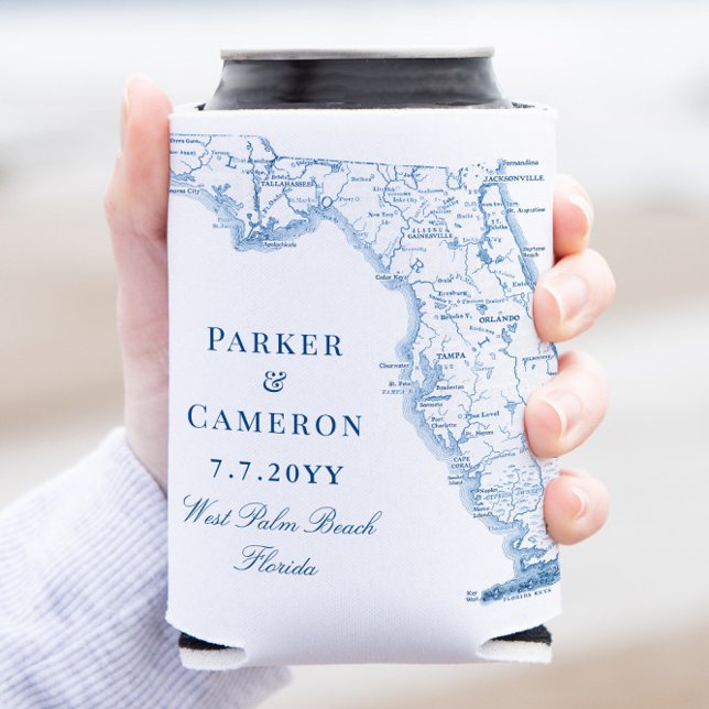 West Palm Beach Florida Map Elegant Wedding  Can Cooler (This elegant West Palm Beach Florida coozie is the a destination wedding)