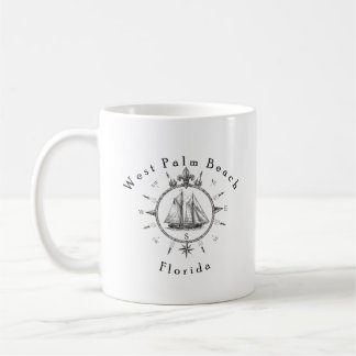 West Palm Beach Florida Nautical Sailing Compass Coffee Mug
