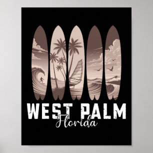 West Palm Beach Florida Surfboard Men Women Surfin Poster