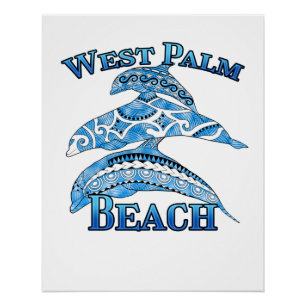 West Palm Beach Florida Vacation Tribal Dolphins Poster
