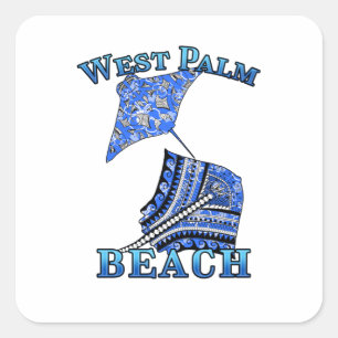 West Palm Beach Florida Vacation Tribal Stingray Square Sticker