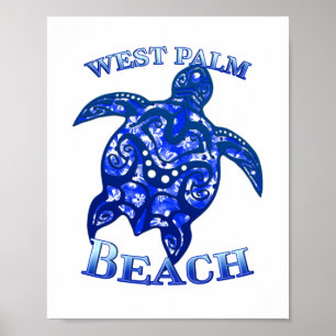 West Palm Beach Florida Vacation Tribal Turtle Poster
