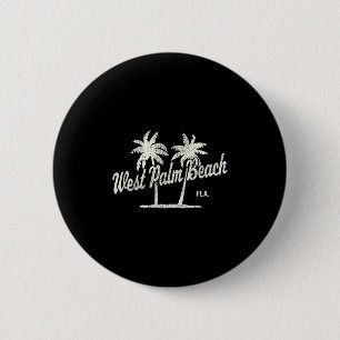 West Palm Beach Florida Vintage 70s Palm Trees Gra 6 Cm Round Badge